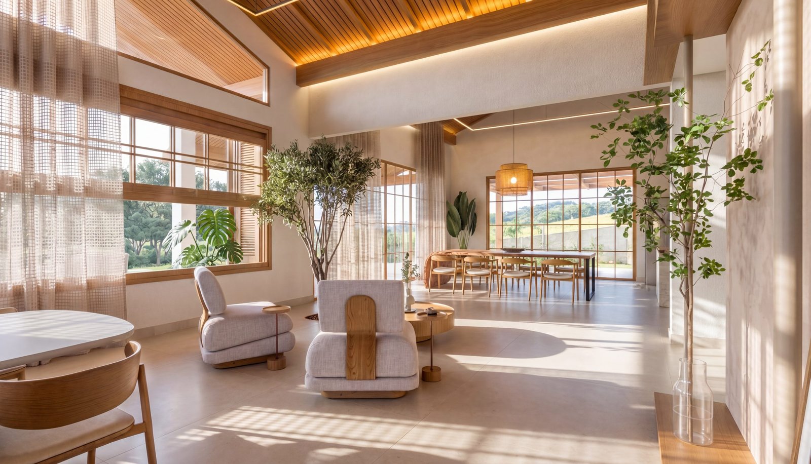 Imagem 3D de interiores da Residência A&A